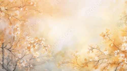  a painting of a tree with yellow and white flowers on it.  generative ai