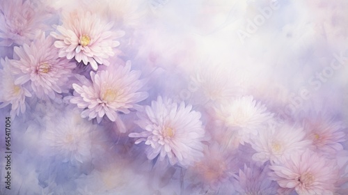  a painting of pink flowers on a blue and white background. generative ai