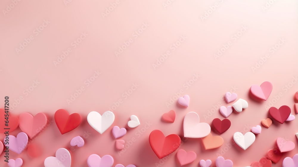  a pink and red background with many hearts on the wall.  generative ai