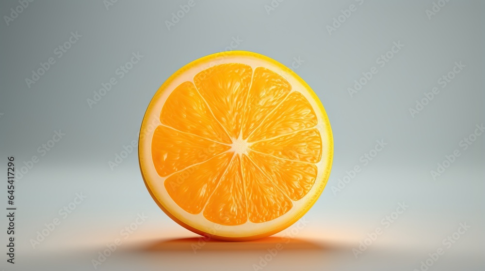 an orange sliced in half sitting on a table with a gray background. generative ai an orange sliced in half sitting on a table with a gray background. generative ai