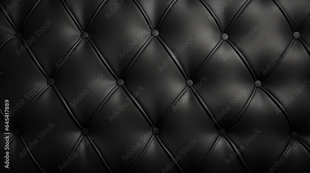 a black leather upholstered wall with a diamond pattern. generative ai a black leather upholstered wall with a diamond pattern. generative ai