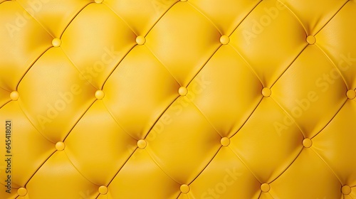  a close up of a yellow leather upholstered chair. generative ai