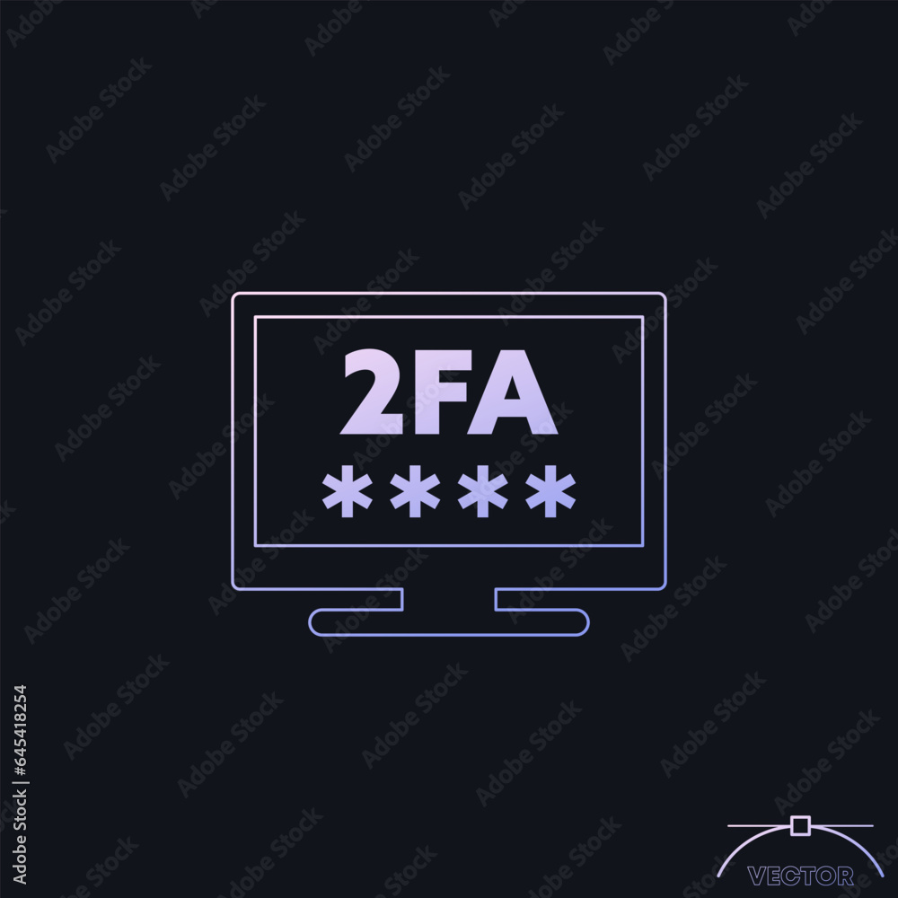 two factor authentication, 2FA vector icon
