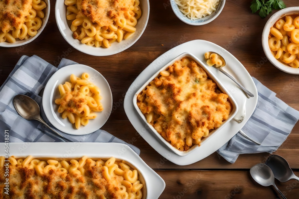 A perfect image of a plate of creamy and cheesy baked macaroni and cheese - AI Generative A perfect image of a plate of creamy and cheesy baked macaroni and cheese - AI Generative