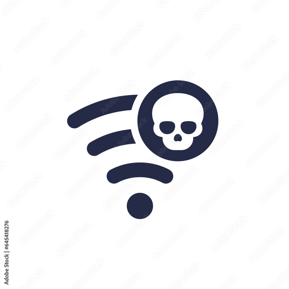 Unsafe wi-fi connection icon, insecure network or hotspot Unsafe wi-fi connection icon, insecure network or hotspot