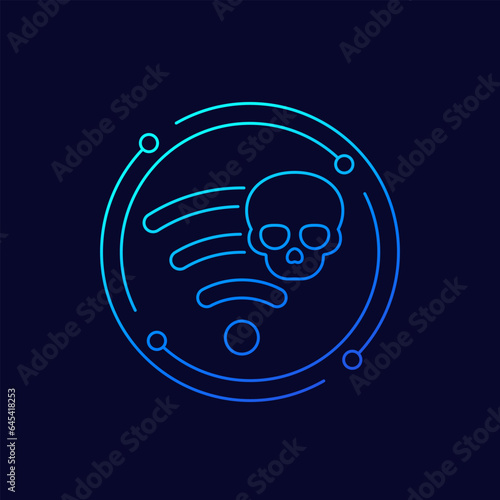 Unsafe wi-fi connection icon, insecure network or hotspot, linear design