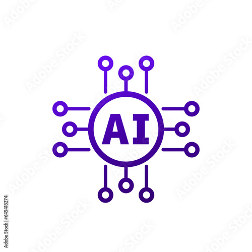 AI technology icon, Artificial intelligence, vector