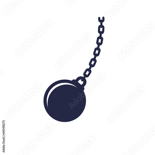 wrecking ball icon on white, vector
