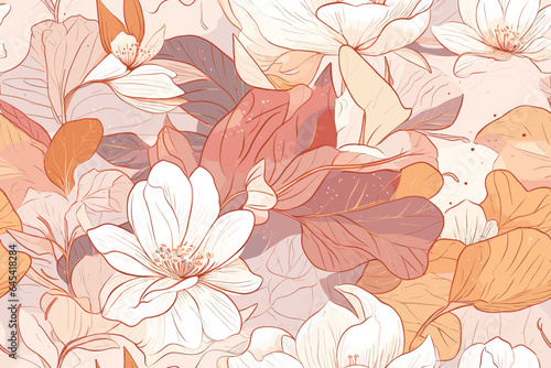 Vector art painting illustration flower pattern. textile, ornamental, ornate, hand drawn, drapery, curl, watercolor, trendy, painting, repeat, fancy, elements, diverse, deco, stain