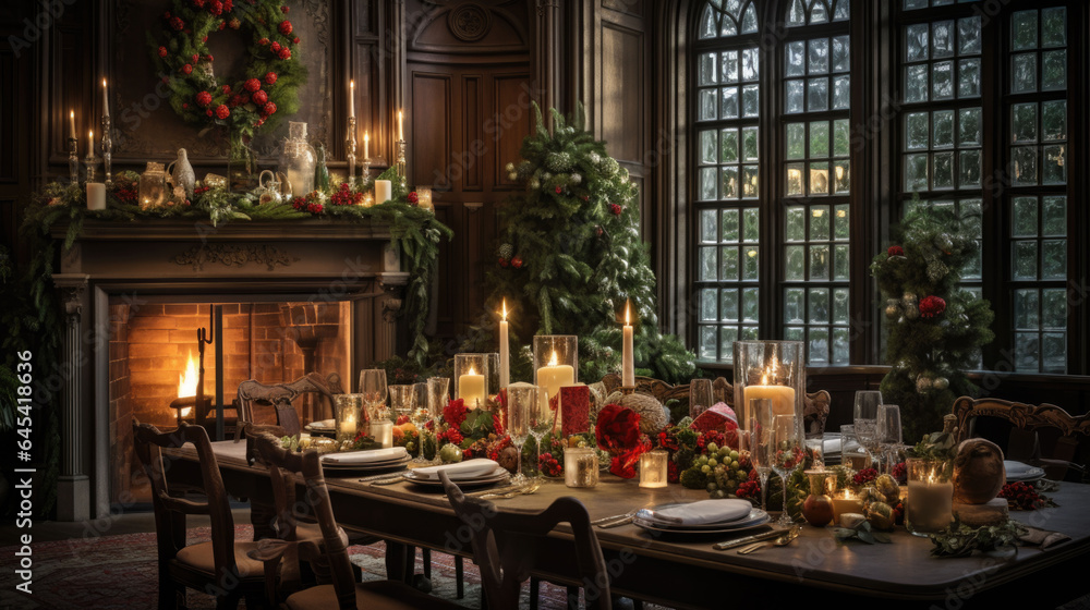 a festive Christmas table with delicious food