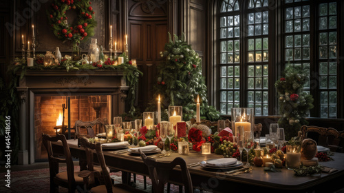 a festive Christmas table with delicious food