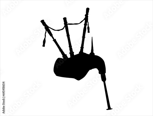 Bagpipe silhouette vector art white background