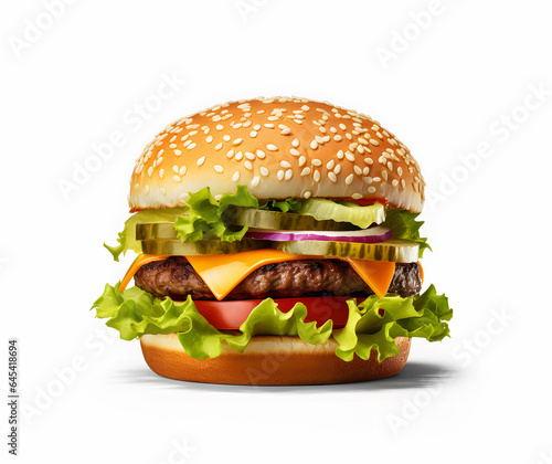 Delicious Fast Food Burger Isolated On White Background
