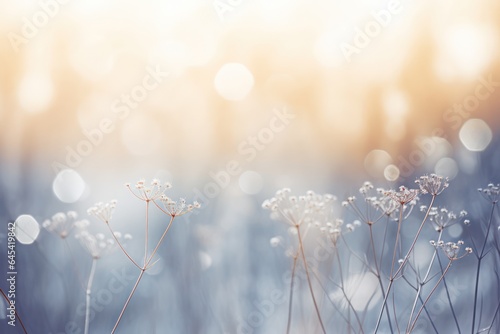 Soft Winter Wonderland Landscape in Soft Focus, with a Blurred Background and Dreamy Atmospheric Qualities with Ample Copy Space 