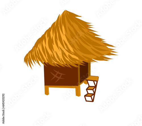 vector thatched roof hut blowing in the wind