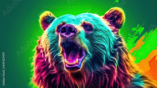  a bear with its mouth open and it's mouth wide open. generative ai