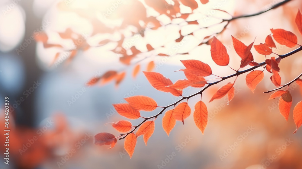 Moody autumnal dry tree leaves with red wild berries on a blurred background. Natural and organic October background. Autumn season. Fall concept. Moody autumnal dry tree leaves with red wild berries on a blurred background. Natural and organic October background. Autumn season. Fall concept.