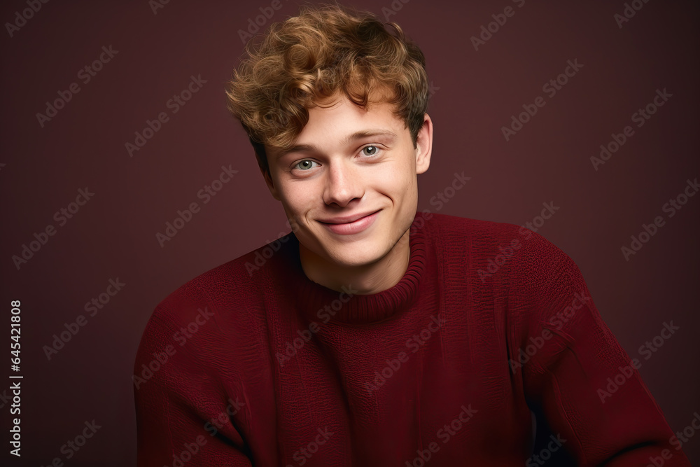 portrait of young handsome man in a red sweater, ai generated portrait of young handsome man in a red sweater, ai generated
