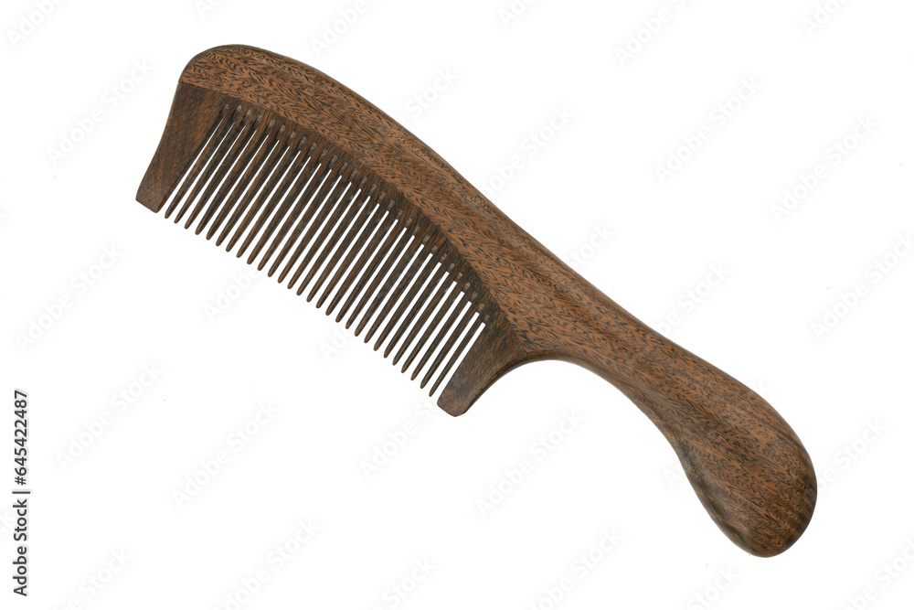 brown wooden hair comb, isolate on white background brown wooden hair comb, isolate on white background