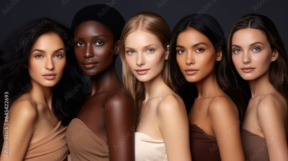 © Sasint - Multi-ethnic beauty. Different ethnicity women - Caucasian, African, Asian and Indian.