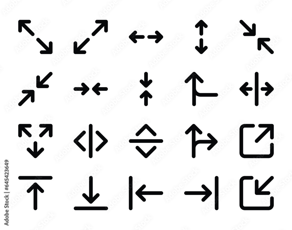 Bold line icons set for Arrow. Bold line icons set for Arrow.