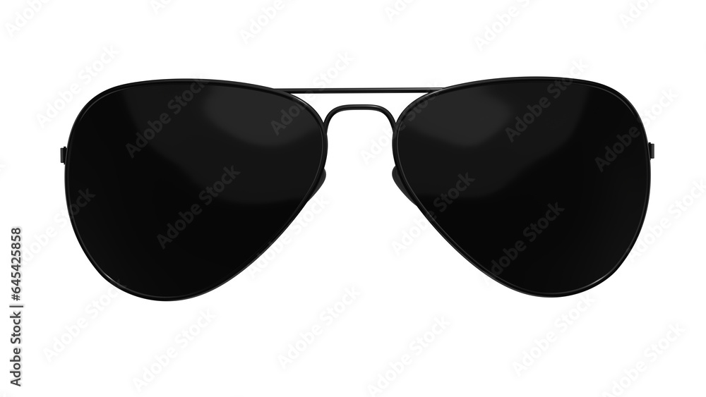Black aviator sunglasses isolated on white and transparent background. Glasses concept. 3D render - obrazy, fototapety, plakaty 