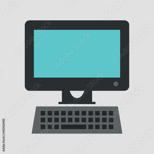 Icon of a monitor with a keyboard. Vector on a gray background.