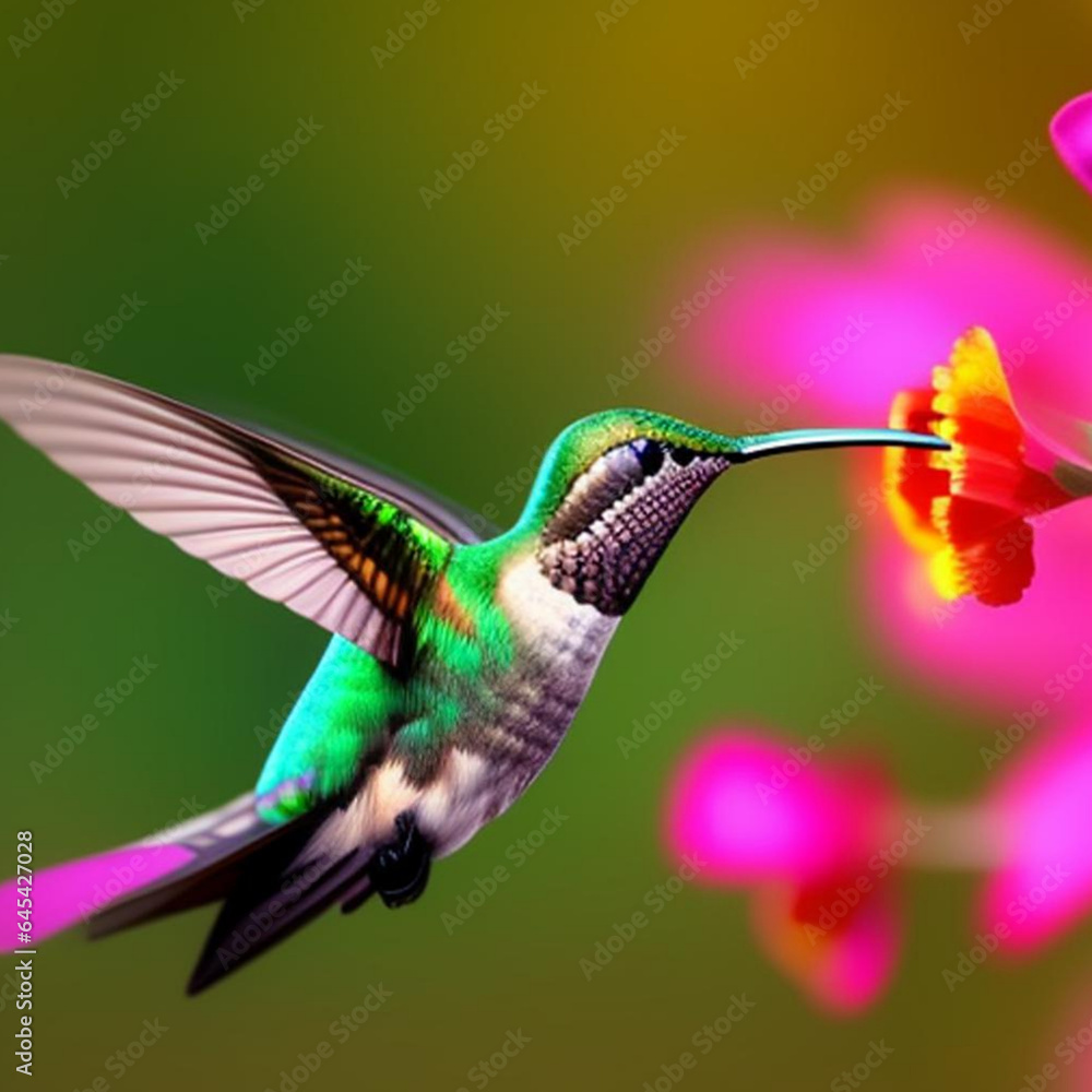 Obraz premium A hummingbird in flight. Generative AI