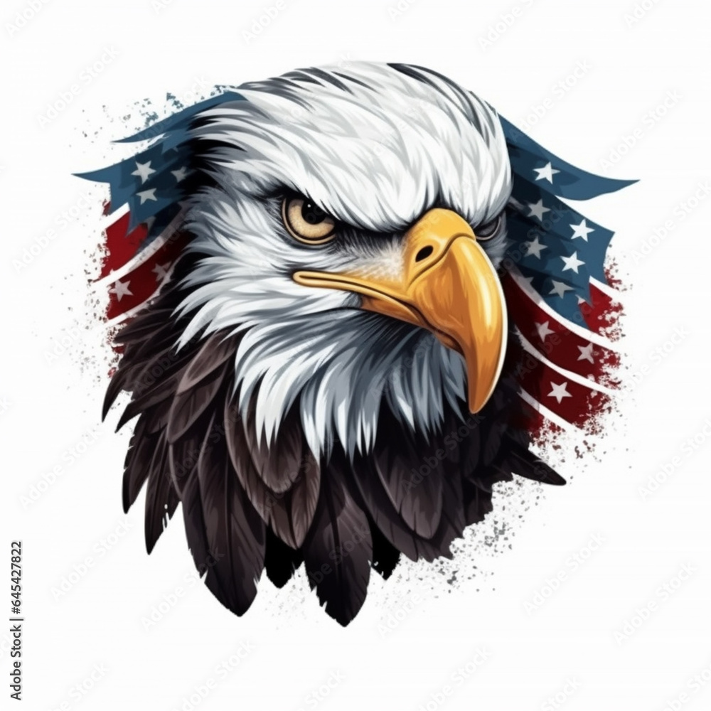 Fototapeta premium yellow beaked eagle, american flag