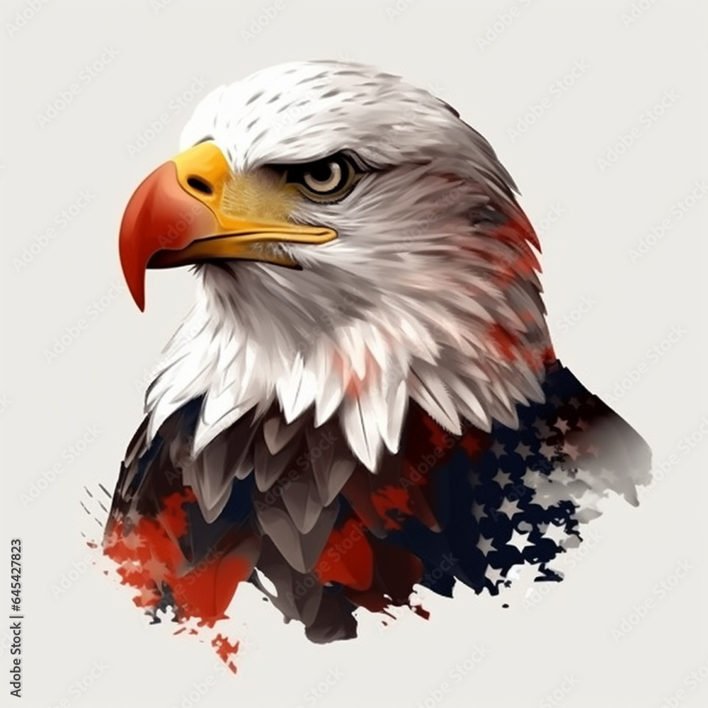Fototapeta premium large American bird with a yellow beak and white feather