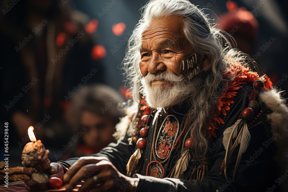 Cultural Traditions. Elderly individuals participating in traditional ceremonies, reflecting the cultural heritage in senior life. Generative Ai.