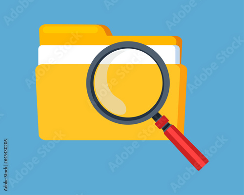 yellow folder file search icon vector illustration