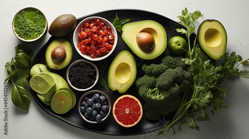 Wallpaper Mural healthy food on white background. Detox diet concept, from top view Torontodigital.ca