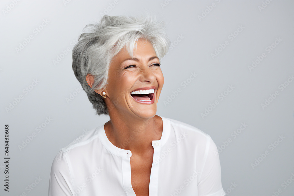 Aged attractive woman portrait made with Generative AI technology Aged attractive woman portrait made with Generative AI technology