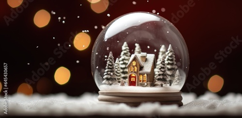 A charming snow globe with a cozy house nestled inside