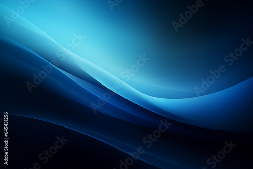 Image of abstract futuristic background with blue glowing neon moving high speed wave lines with generative AI