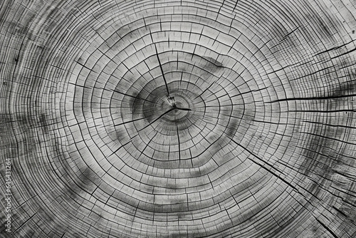 Generative AI image stump of tree slice wood round shape section of the trunk with annual rings