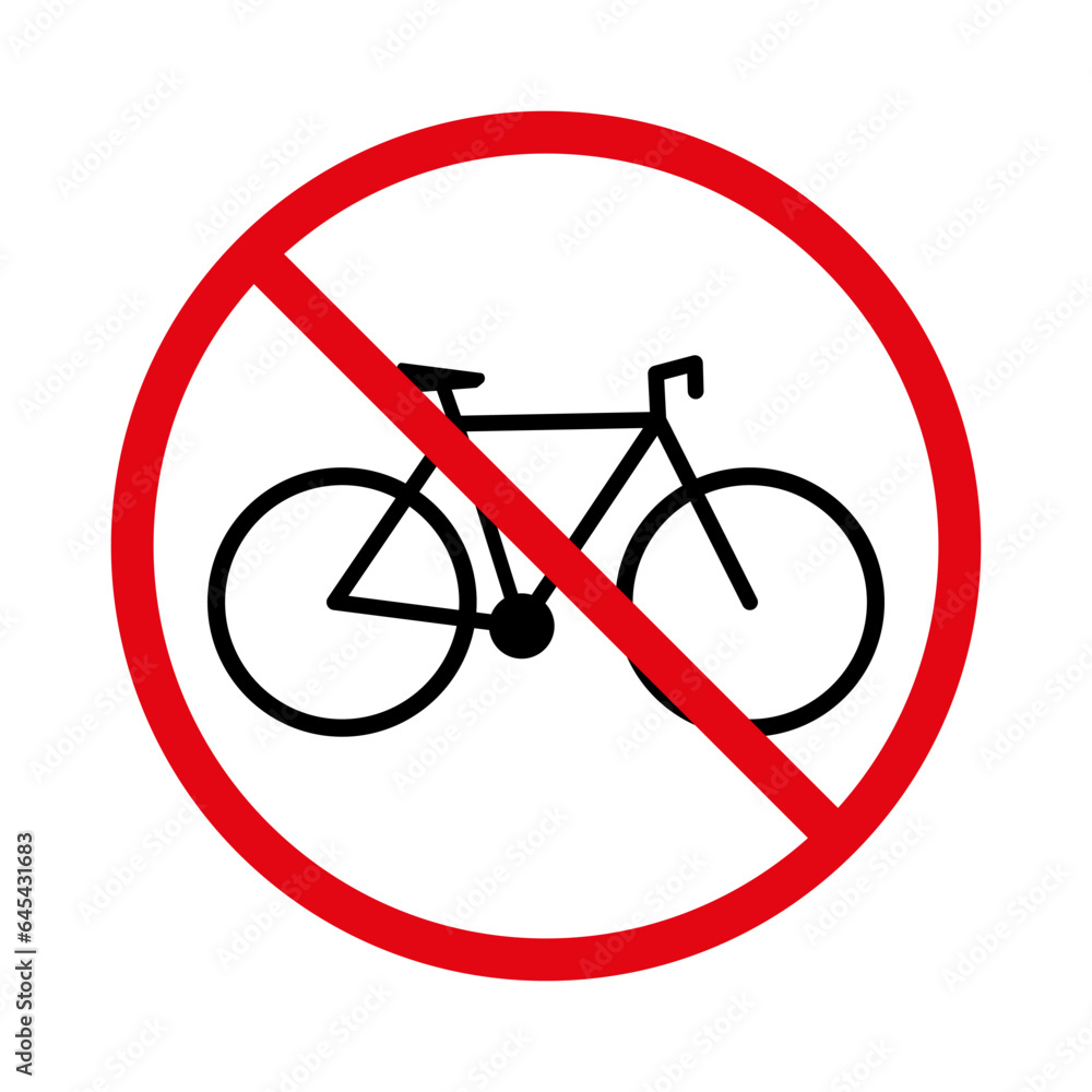 The icon prohibits cycling. The icon of the prohibition of cycling on the territory. EPS10 The icon prohibits cycling. The icon of the prohibition of cycling on the territory. EPS10