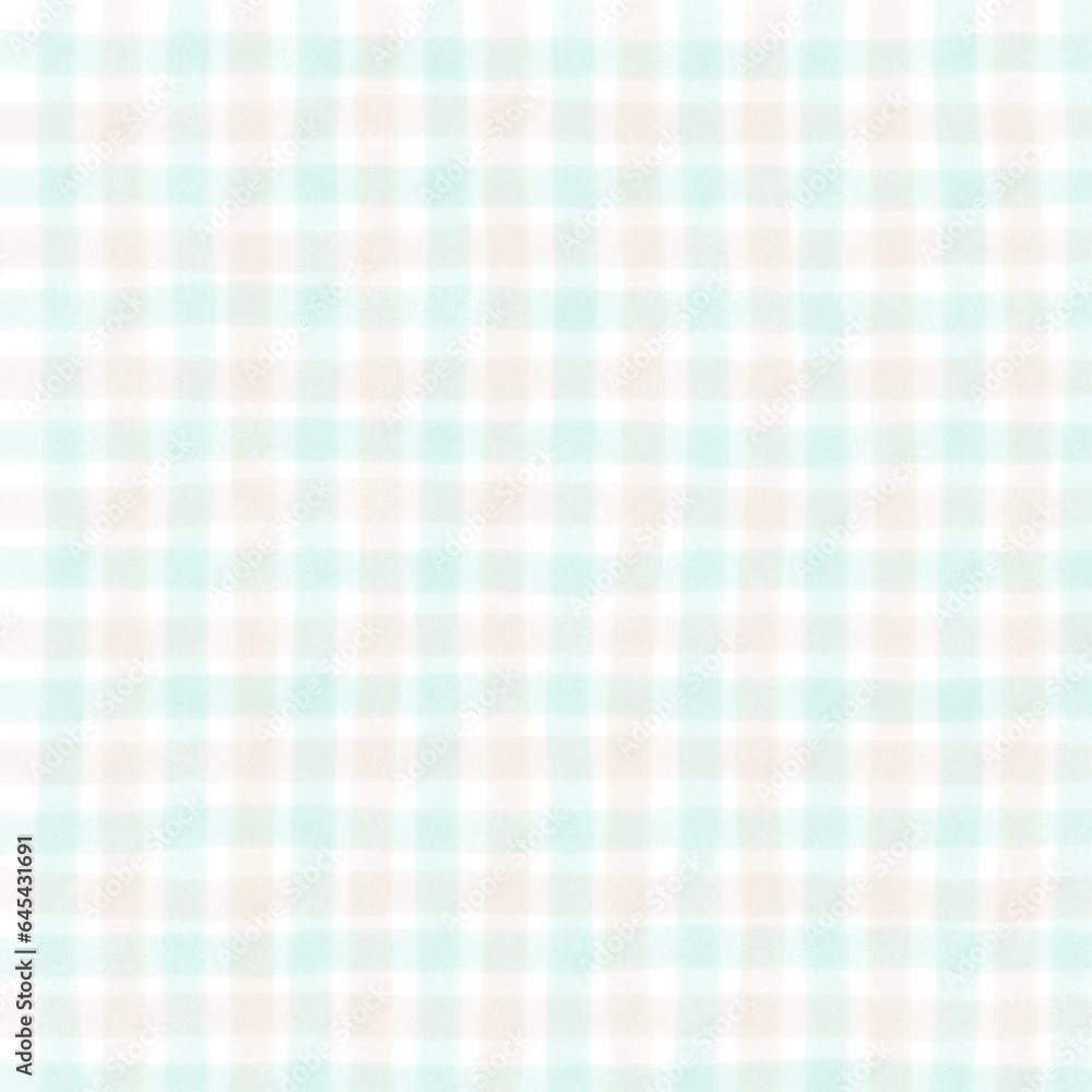 Green Beige Gingham Check Hand Drawn Background Green Beige Gingham Check Hand Drawn Background