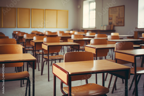 Picture empty classroom back to school concept nice vintage interior of educational environment generative AI