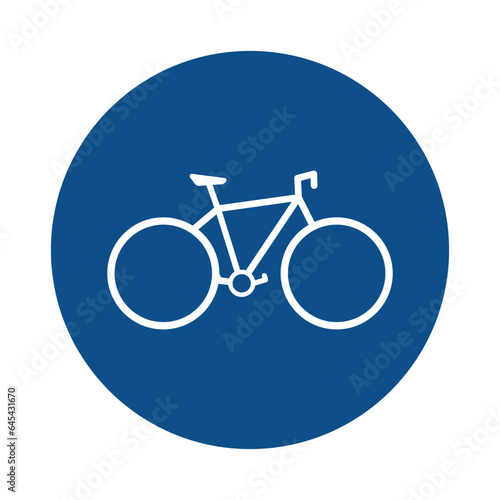 Vector image of the bike path icon in a blue circle. Bicycle parking sign. EPS10