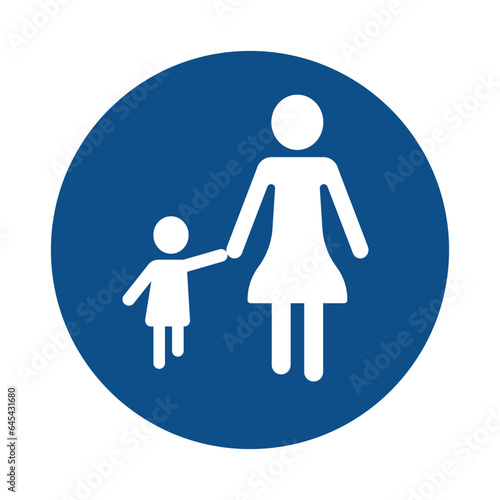 Vector image of a parent and child holding hands. Icon for the school district. EPS10