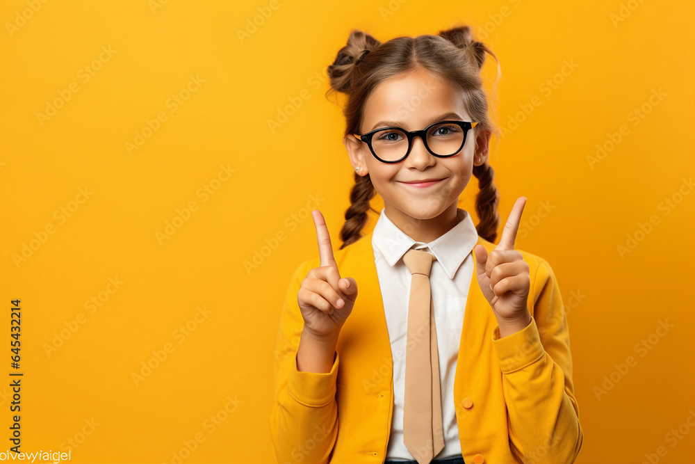 Generative AI ai technology picture of cute little school children girl boy Generative AI ai technology picture of cute little school children girl boy