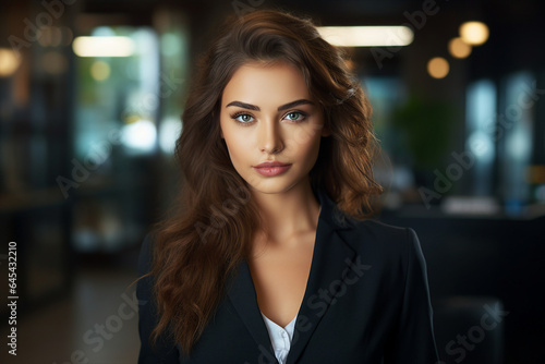 Generative AI picture portrait of amazing gorgeous office worker young woman