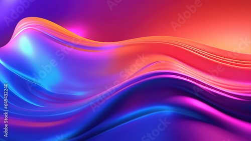 Abstract fluid 3d render holographic iridescent neon curved wave. Generative AI