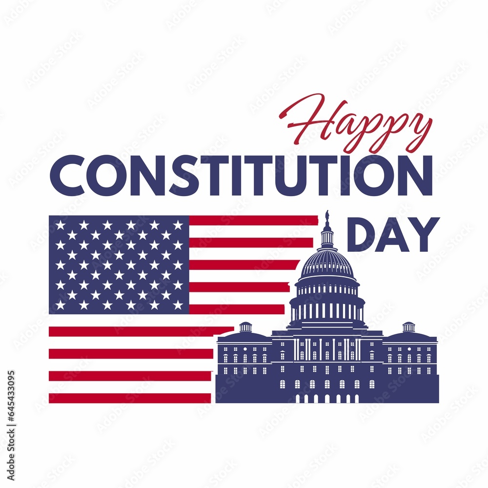 Premium Vector | Happy constitution day united states vector illustration with american waving flag background
