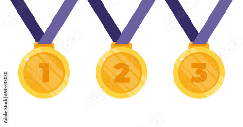 Gold, silver and bronze medal icon. Medal set. Medals isolated on white background. Vector illustration.