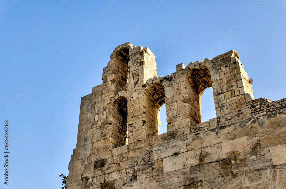 Athens, Greece - July 25, 2023: Views of the Parthenon and the Acropolis in Athens
