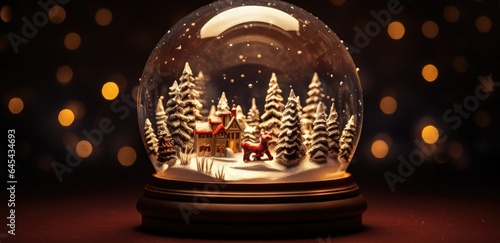 A festive snow globe with a charming Christmas scene captured inside © pham