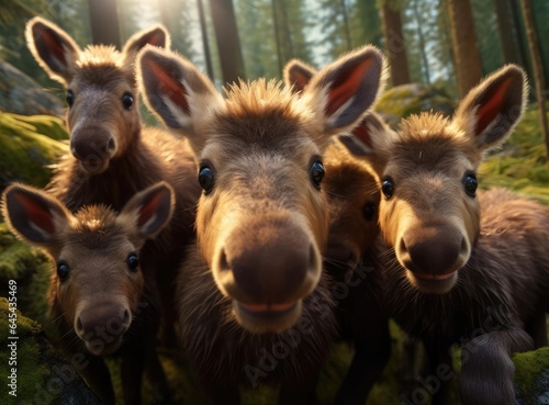 A group of moose calves